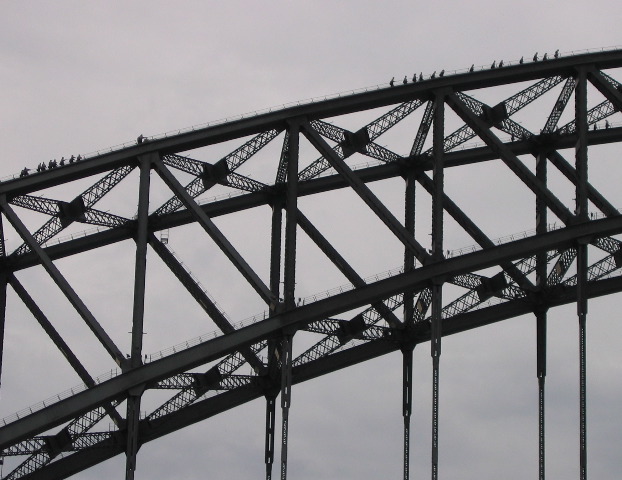 People climbing Sydney harbor bridge