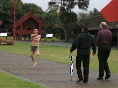 Maori warrior greeting "Chief Peter"